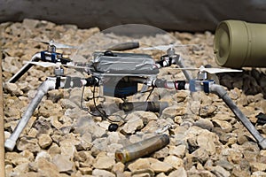 homemade quadcopter with a homemade bomb made by Syrian militants.