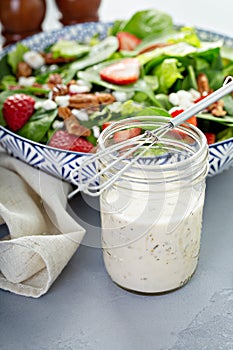 Homemade ranch dressing in a glass jar