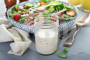 Homemade ranch dressing in a glass jar