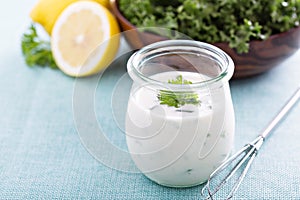 Homemade ranch dressing in a jar