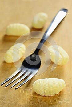 Homemade raw gnocchi, italian fresh pasta