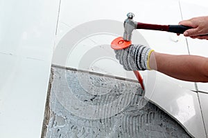 Homemade Replacing floor tiles in home.