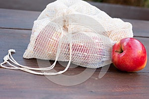 Homemade reusable shopping bag for fruits and vegetables