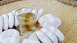 Homemade Rice Wine and Yeast. photo