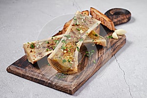 Homemade roasted beef bone marrow