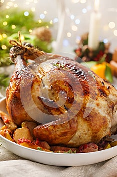 Homemade roasted Christmas day turkey or chicken