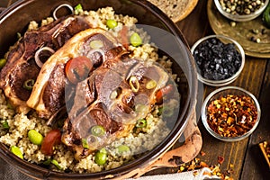 Homemade Roasted Lamb Loin Chops with Couscous and Soybean
