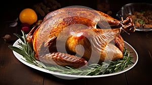 Homemade Roasted Thanksgiving Day Turkey with all the Sides. generative ai