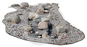 Homemade rock garden in the village isolated