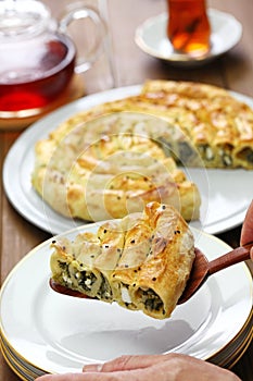 Homemade rolled borek, turkish cuisine photo