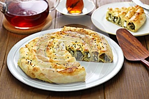 Homemade rolled borek, turkish cuisine