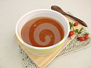 Homemade rose hip soup photo