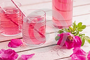 Homemade rose petal syrup