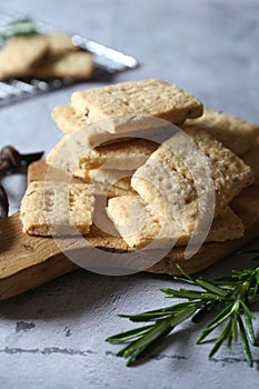 Homemade Rosemary Shortbread Cookies and coffee