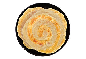 Homemade Roti parata or roti canai, kerala porotta, malabari parotta on white background
