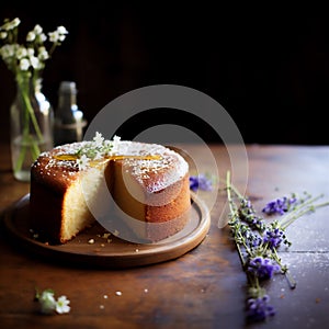 Homemade round sponge Brown Butter cake