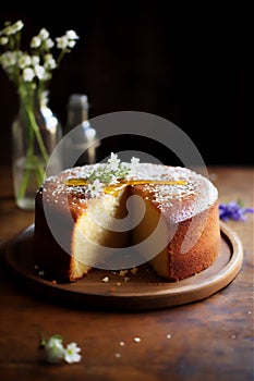 Homemade round sponge Brown Butter cake