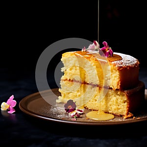 Homemade round sponge Brown Butter cake