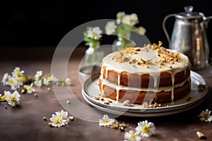 Homemade round sponge Brown Butter cake