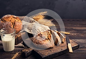 Homemade rustic rye bread with coriander seeds