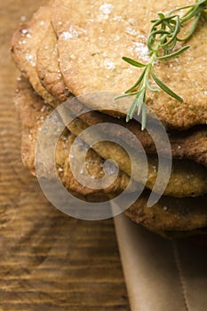 Homemade rustical crackers with rosemary photo