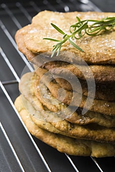 Homemade rustical crackers with rosemary