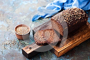 Homemade rye loaf bread Traditional Russian Borodino bread with coriander