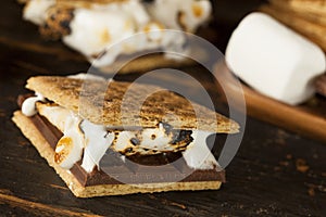 Homemade S'more with chocolate and marshmallow