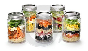 Homemade salad in glass jar