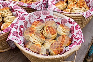 Homemade scones on the basket