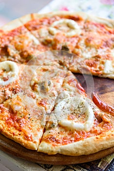 Homemade Seafood Pizza Italian.