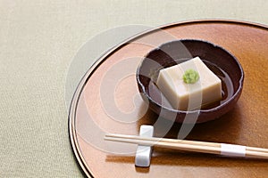 Homemade sesame tofu, japanese traditional vegan cuisine photo