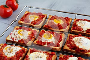 Homemade Sheet-Pan Shakshuka Toast, side view