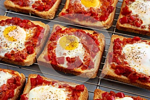 Homemade Sheet-Pan Shakshuka Toast, side view