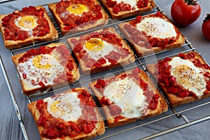 Homemade Sheet-Pan Shakshuka Toast, side view