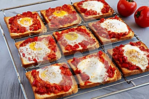 Homemade Sheet-Pan Shakshuka Toast, side view