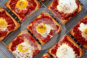 Homemade Sheet-Pan Shakshuka Toast, top view