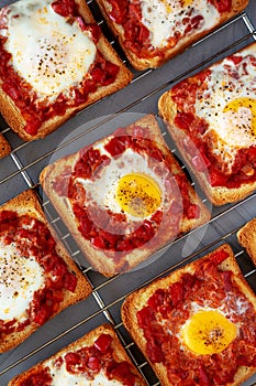 Homemade Sheet-Pan Shakshuka Toast, top view