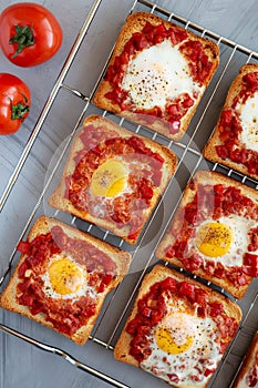 Homemade Sheet-Pan Shakshuka Toast, top view