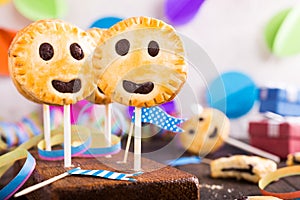 Homemade shortbread cookies on stick called pie pops