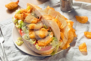 Homemade Shrimp Po Boy Sandwich