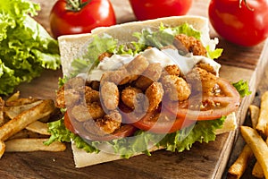 Homemade Shrimp Po Boy Sandwich