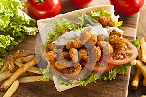 Homemade Shrimp Po Boy Sandwich