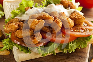 Homemade Shrimp Po Boy Sandwich