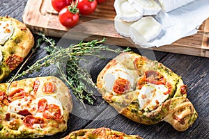 Homemade simple food, foccacia with cheese