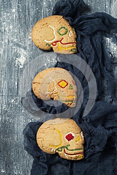 Homemade skull-shaped cookies photo