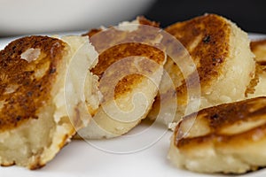 homemade small cheesecakes pancakes close-up