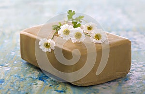Homemade Soap with chamomille Flowers