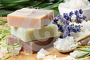 Homemade Soap with Lavender Flowers