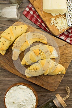 Homemade Soft Bread Rolls Stuffed with Cheese and Herbs